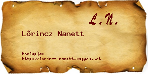 Lőrincz Nanett névjegykártya